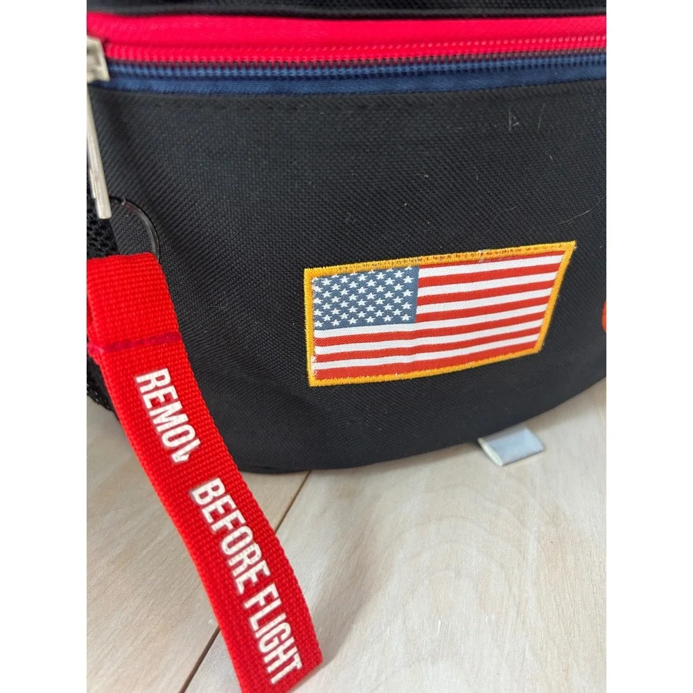 Mad Engine NASA Backpack Black Space Shuttle‎ American Flag Patches Bookbag